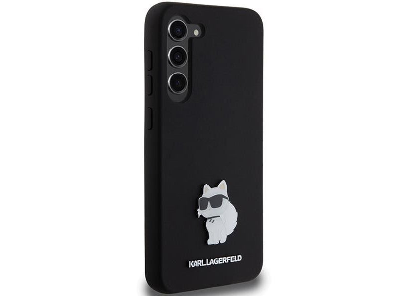 Karl Lagerfeld Silicone Choupette Metal Pin case for Samsung Galaxy S23+ - black