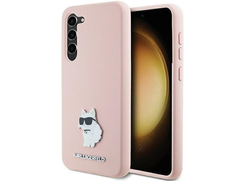 Karl Lagerfeld Silicone Choupette Metal Pin case for Samsung Galaxy S23+ - pink