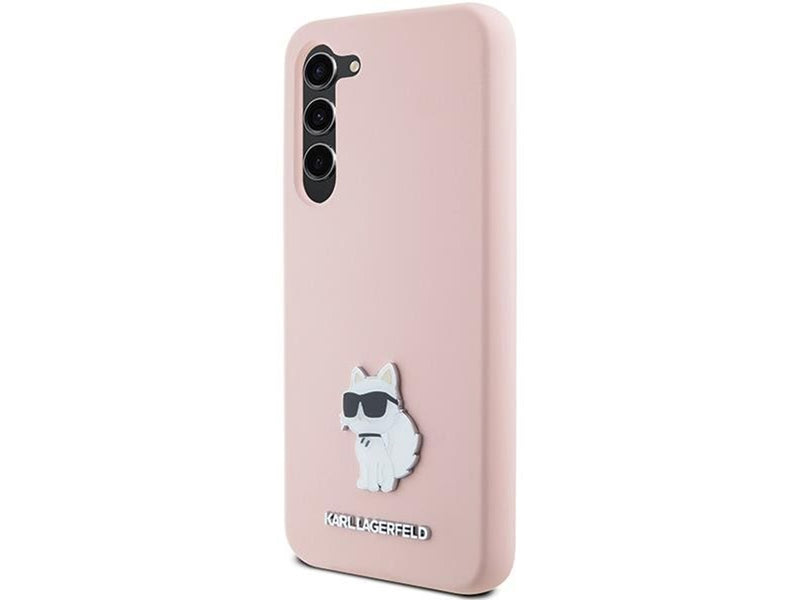 Karl Lagerfeld Silicone Choupette Metal Pin case for Samsung Galaxy S23+ - pink