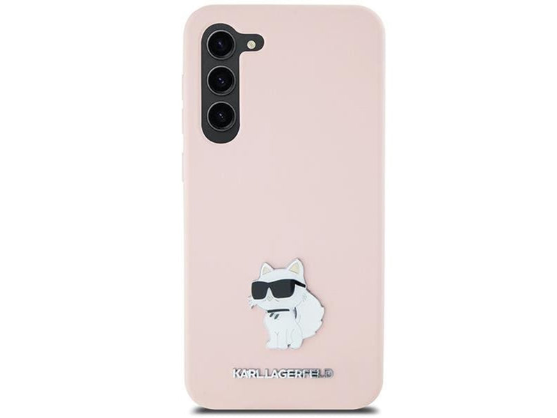 Karl Lagerfeld Silicone Choupette Metal Pin case for Samsung Galaxy S23+ - pink