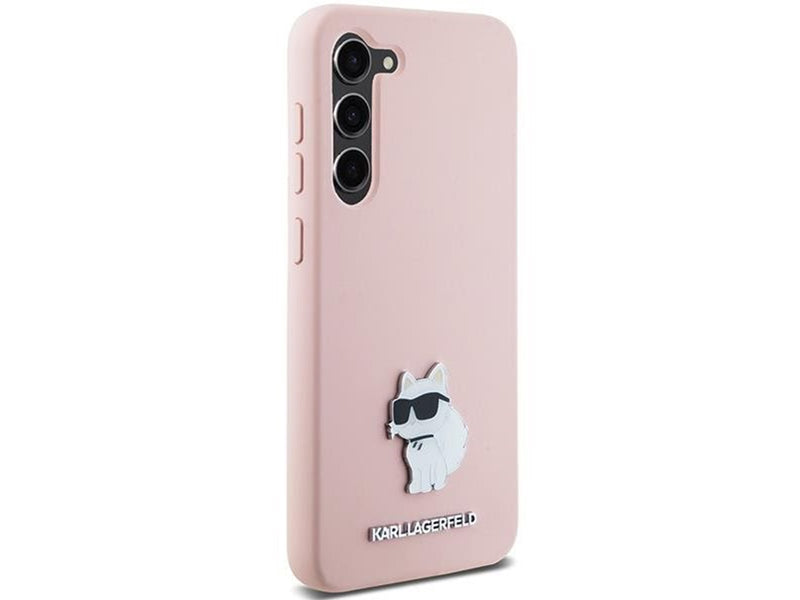 Karl Lagerfeld Silicone Choupette Metal Pin case for Samsung Galaxy S23+ - pink