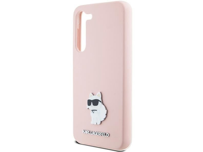 Karl Lagerfeld Silicone Choupette Metal Pin case for Samsung Galaxy S23+ - pink
