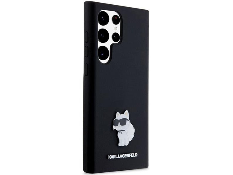 Karl Lagerfeld Silicone Choupette Metal Pin case for Samsung Galaxy S24 Ultra - black