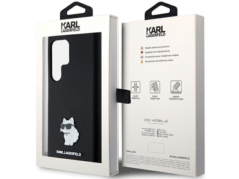 Karl Lagerfeld Silicone Choupette Metal Pin case for Samsung Galaxy S24 Ultra - black