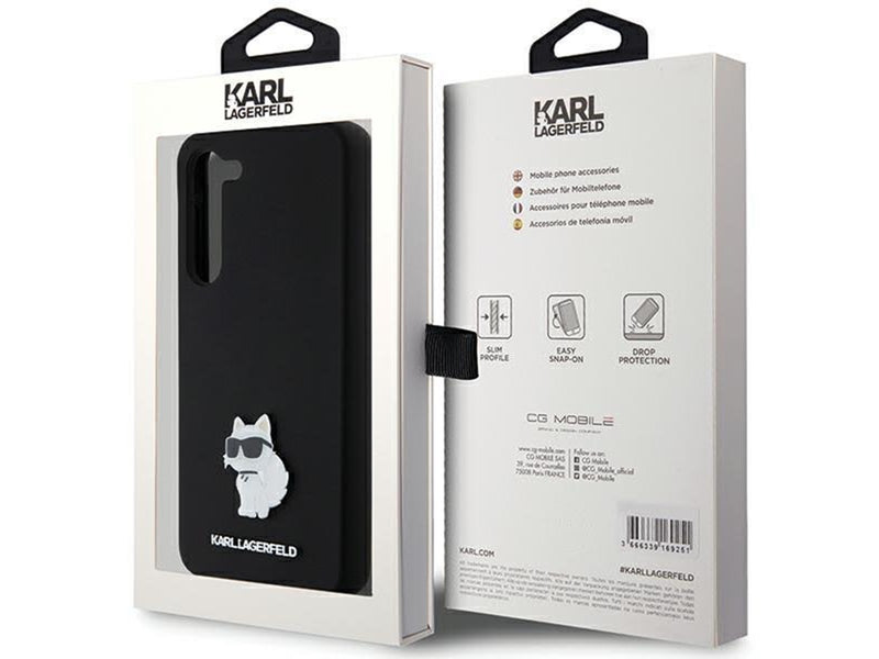 Karl Lagerfeld Silicone Choupette Metal Pin case for Samsung Galaxy S24+ - black