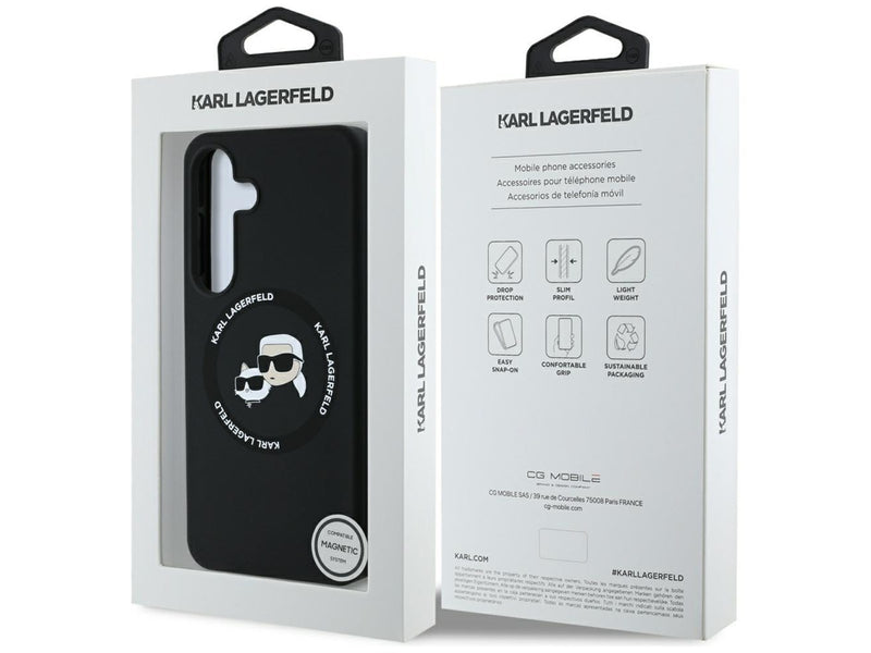 Karl Lagerfeld Silicone Double Heads And Circle MagSafe Samsung Galaxy S25 Plus case black