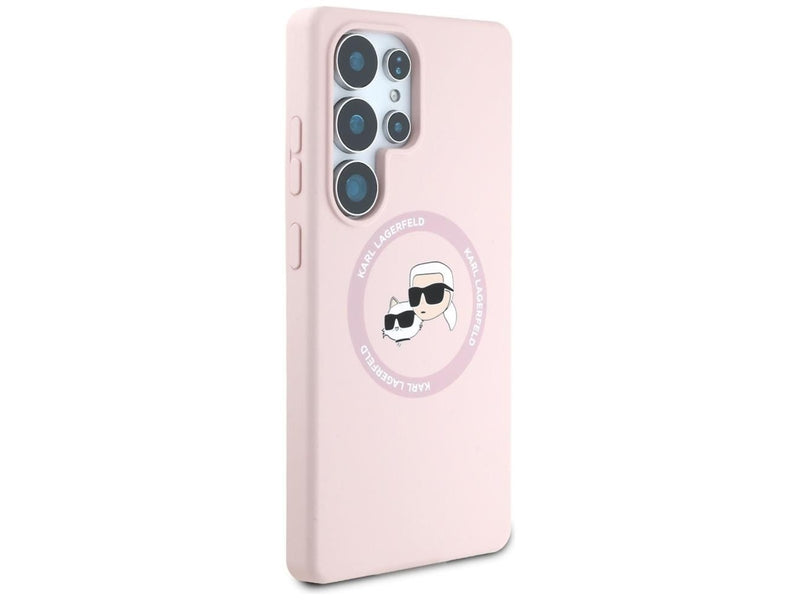 Karl Lagerfeld Silicone Double Heads And Circle MagSafe Samsung Galaxy S25 Ultra Case Pink