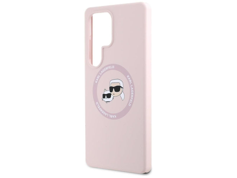 Karl Lagerfeld Silicone Double Heads And Circle MagSafe Samsung Galaxy S25 Ultra Case Pink