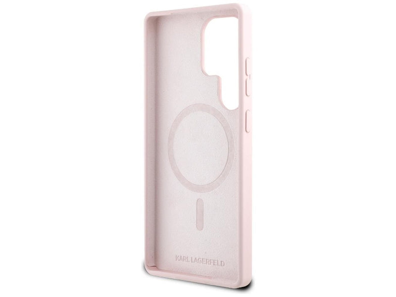 Karl Lagerfeld Silicone Double Heads And Circle MagSafe Samsung Galaxy S25 Ultra Case Pink