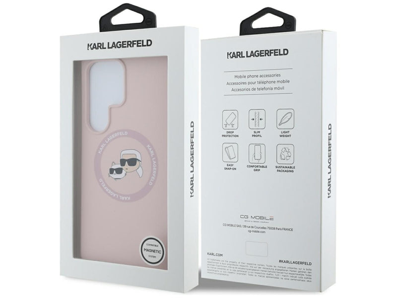 Karl Lagerfeld Silicone Double Heads And Circle MagSafe Samsung Galaxy S25 Ultra Case Pink