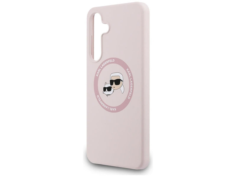 Karl Lagerfeld Silicone Karl & Choupette Heads MagSafe Case for Samsung Galaxy S25 FE - Pink