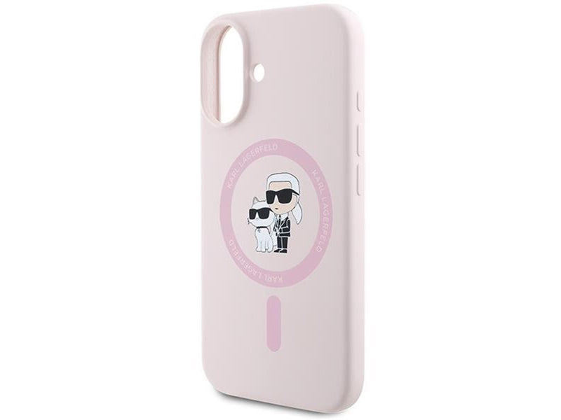 Karl Lagerfeld Silicone Karl&Choupette Heads Ring MagSafe Case for iPhone 16 Plus - Pink