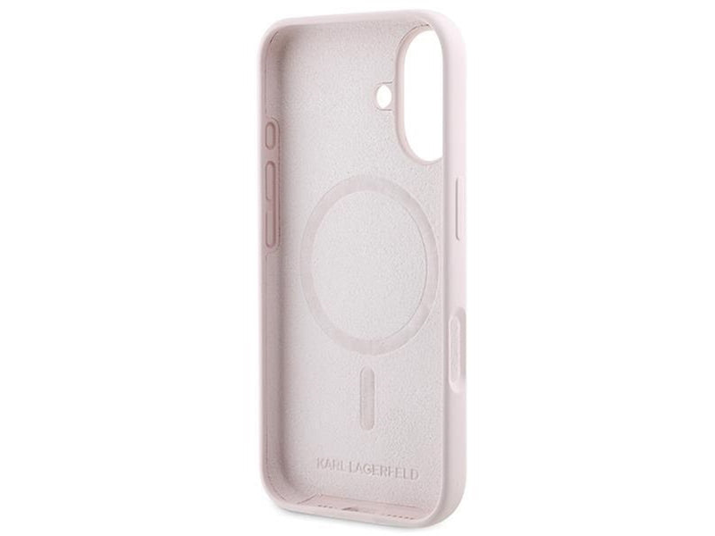 Karl Lagerfeld Silicone Karl&Choupette Heads Ring MagSafe Case for iPhone 16 Plus - Pink