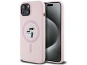 Karl Lagerfeld Silicone Karl&Choupette MagSafe iPhone 15 Case - Pink