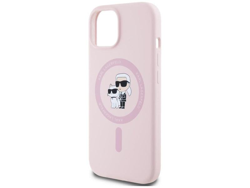 Karl Lagerfeld Silicone Karl&Choupette MagSafe iPhone 15 Case - Pink