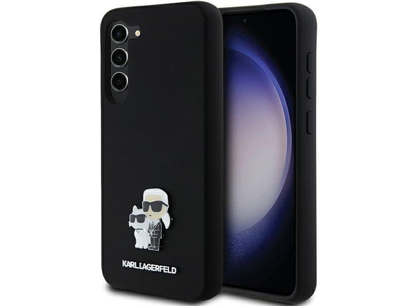 Karl Lagerfeld Silicone Karl&Choupette Metal Pin case for Samsung Galaxy S23+ - black