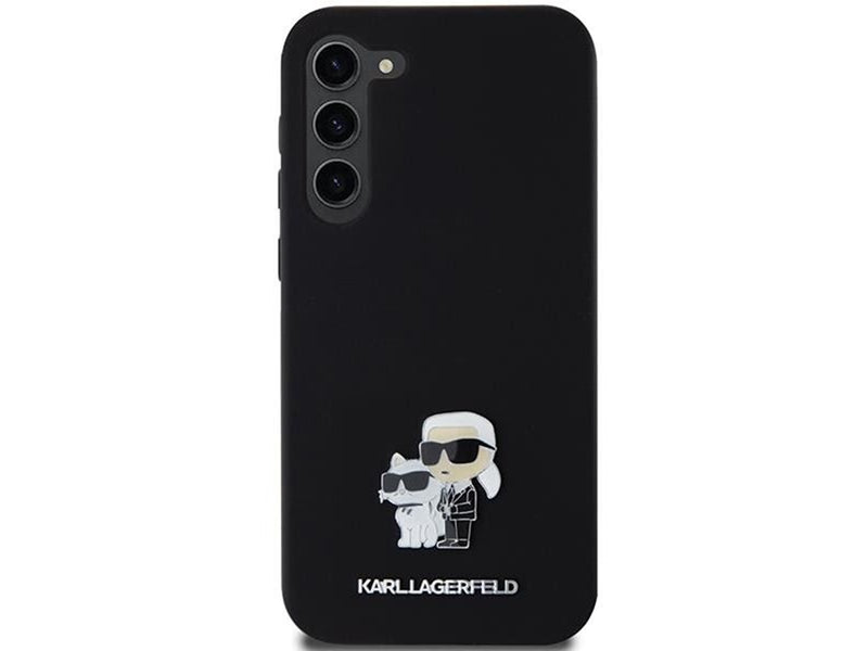 Karl Lagerfeld Silicone Karl&Choupette Metal Pin case for Samsung Galaxy S23+ - black