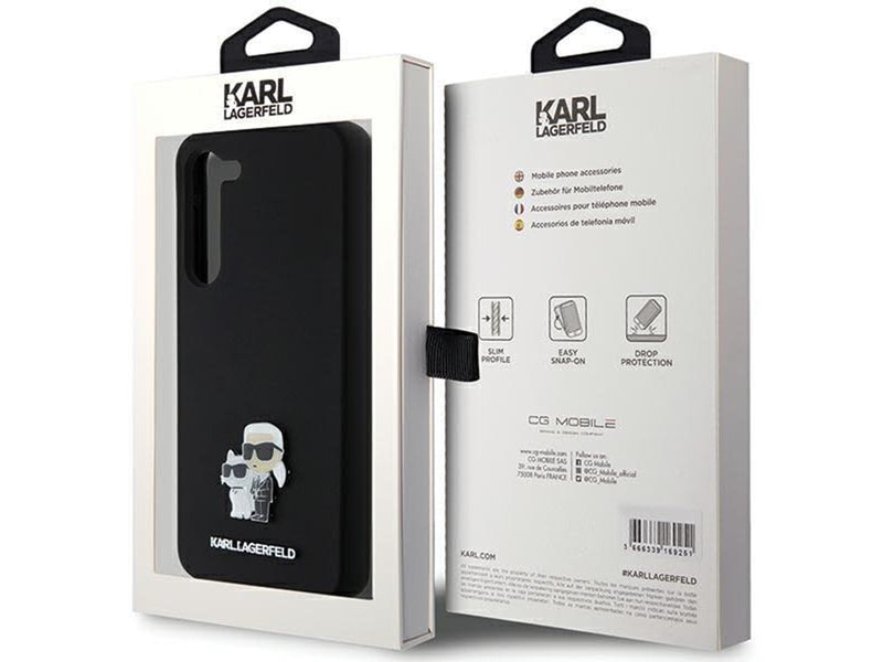 Karl Lagerfeld Silicone Karl&Choupette Metal Pin case for Samsung Galaxy S23+ - black