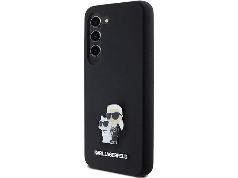 Karl Lagerfeld Silicone Karl&Choupette Metal Pin case for Samsung Galaxy S24 - black