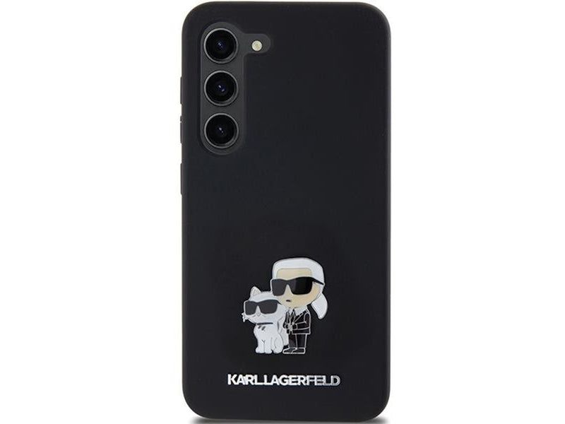 Karl Lagerfeld Silicone Karl&Choupette Metal Pin case for Samsung Galaxy S24 - black