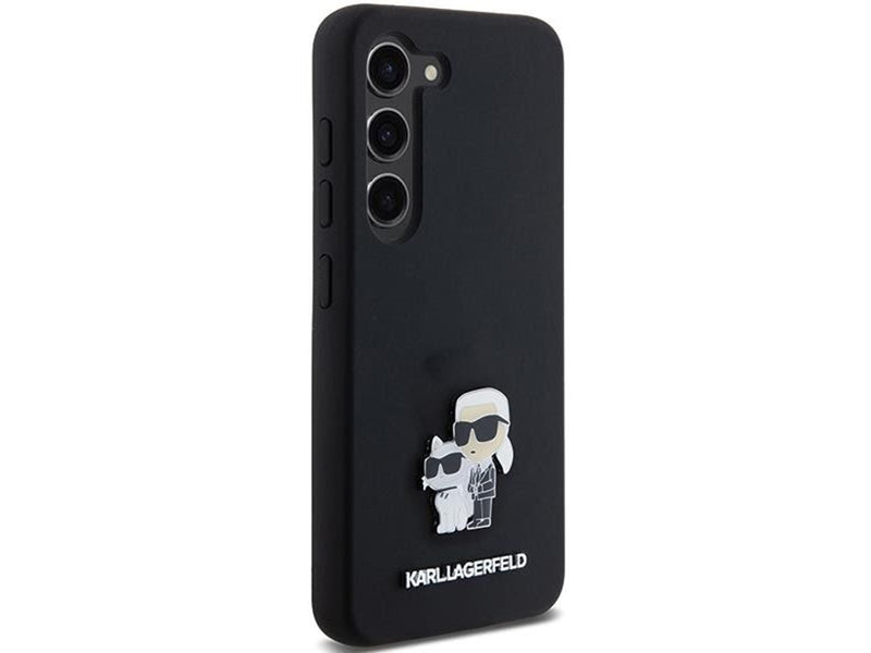 Karl Lagerfeld Silicone Karl&Choupette Metal Pin case for Samsung Galaxy S24 - black