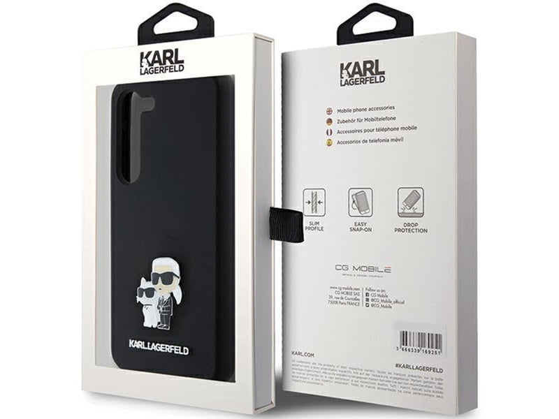 Karl Lagerfeld Silicone Karl&Choupette Metal Pin case for Samsung Galaxy S24 - black