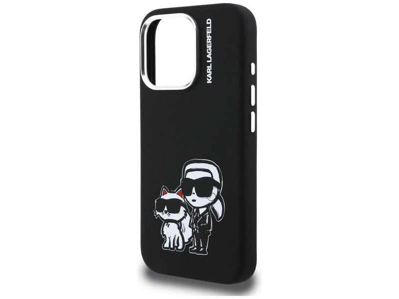 Karl Lagerfeld Silicone Karl&Choupette Sketch MagSafe Case for iPhone 16 Pro - Black