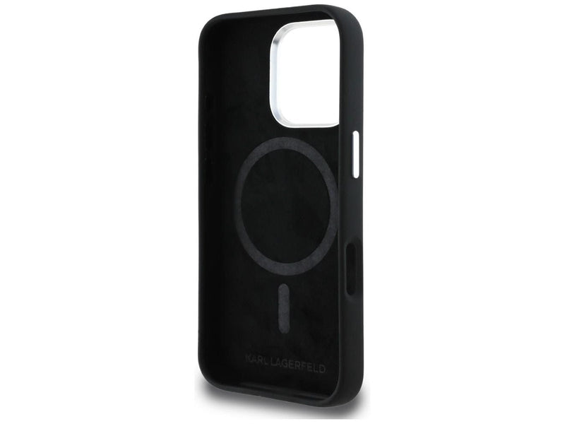 Karl Lagerfeld Silicone Karl&Choupette Sketch MagSafe Case for iPhone 16 Pro - Black