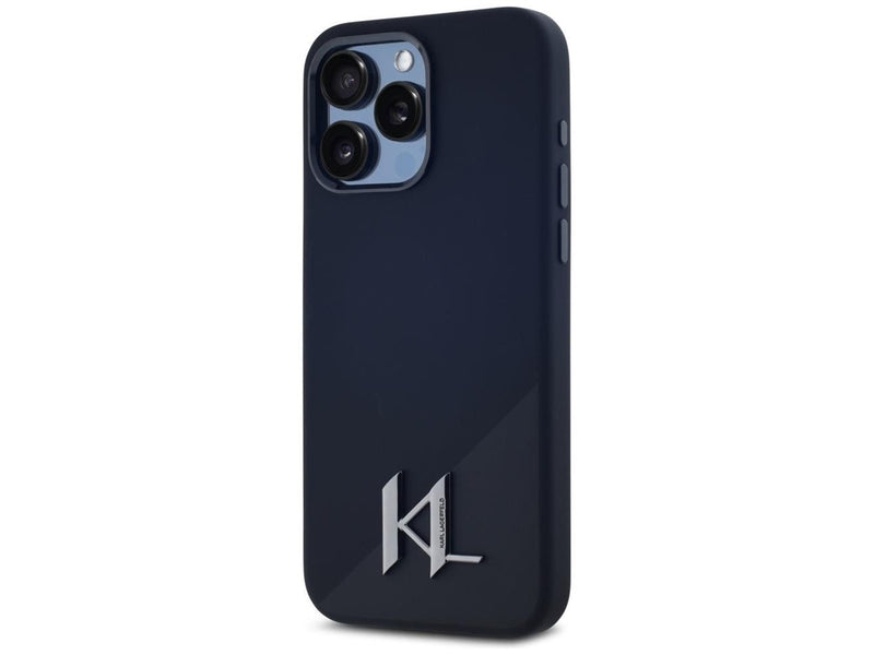 Karl Lagerfeld Silicone Shadow Metal Initial MagSafe Case for iPhone 15 Pro Max Black