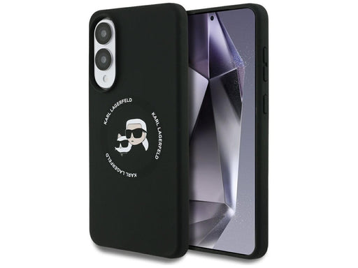 Karl Lagerfeld Silicone nauble Heads And Circle MagSafe case for Samsung Galaxy S25 Edge - black