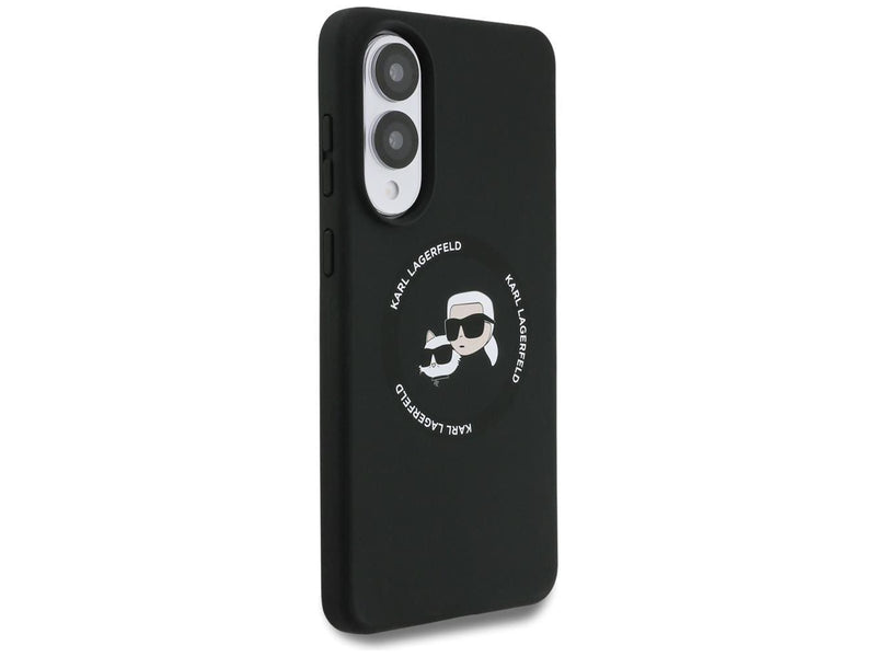 Karl Lagerfeld Silicone nauble Heads And Circle MagSafe case for Samsung Galaxy S25 Edge - black