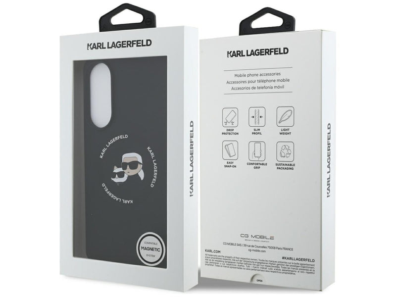 Karl Lagerfeld Silicone nauble Heads And Circle MagSafe case for Samsung Galaxy S25 Edge - black