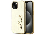 Karl Lagerfeld Wrinkled Metal Signature iPhone 15 Case - Gold