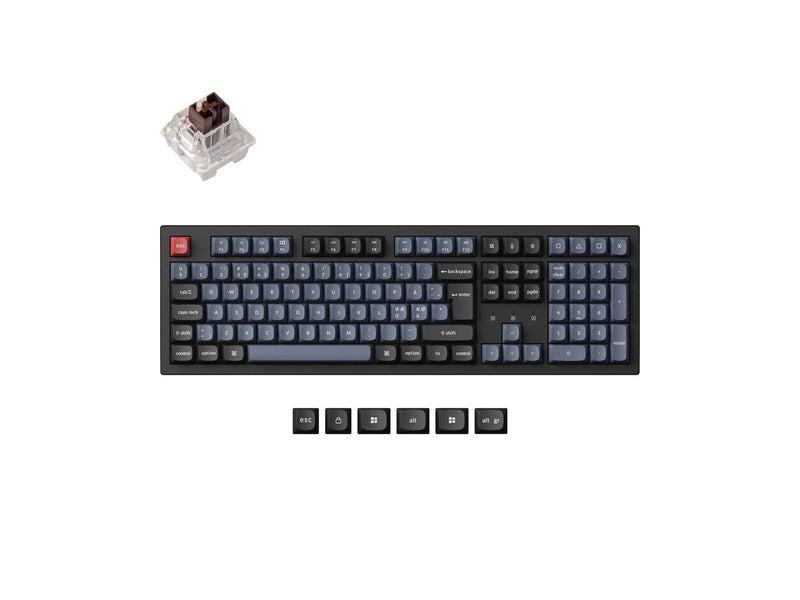 Keychron K10 Pro QMK/VIA Wireless RGB Hot Swap K Pro Brown - Gaming Tastatur - Full-Size - Nordic ISO - Schwarz