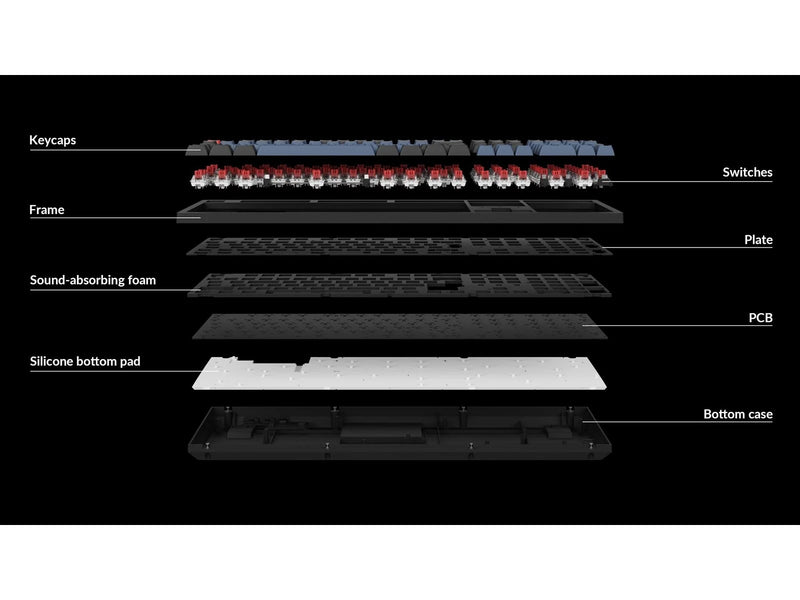 Keychron K10 Pro QMK/VIA Wireless RGB Hot Swap K Pro Brown - Gaming Tastatur - Full-Size - Nordic ISO - Schwarz