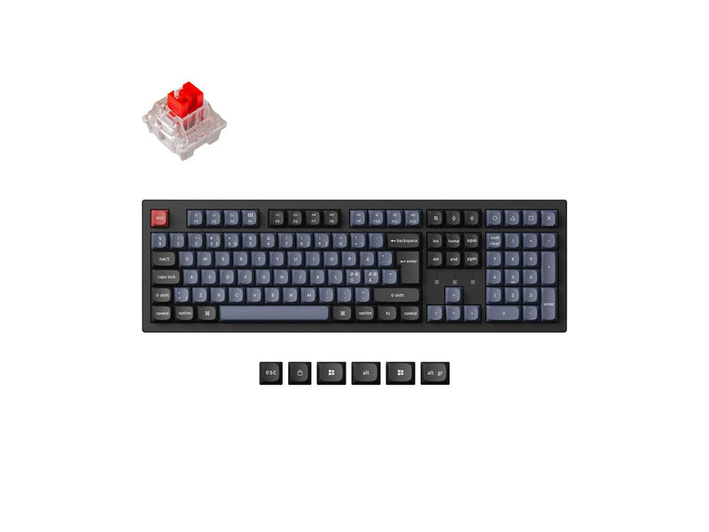Keychron K10 Pro QMK/VIA Wireless RGB Hot Swap K Pro Red - Gaming Tastatur - Full-Size - Nordic ISO - Schwarz
