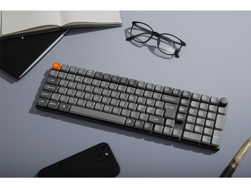 Keychron K17 MAX Wireless Tri-Mode Hot Swap QMK/VIA Gateron Low Profile Red - Gaming Tastatur - 96% - Nordic ISO - Schwarz