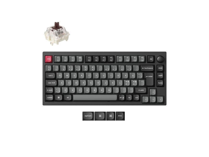 Keychron Lemokey P1 Pro - Gaming Tastatur (TKL) - 75% - Nordic ISO - Schwarz
