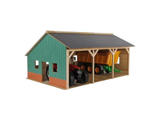 Kids Globe - Agricultural Shed Wood for 3 Tractors 1:16