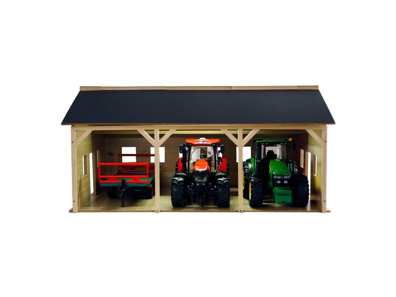 Kids Globe - Agricultural Shed Wood for 3 Tractors 1:16