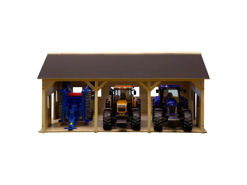 Kids Globe - Agricultural Shed Wood for 3 Tractors 1:16