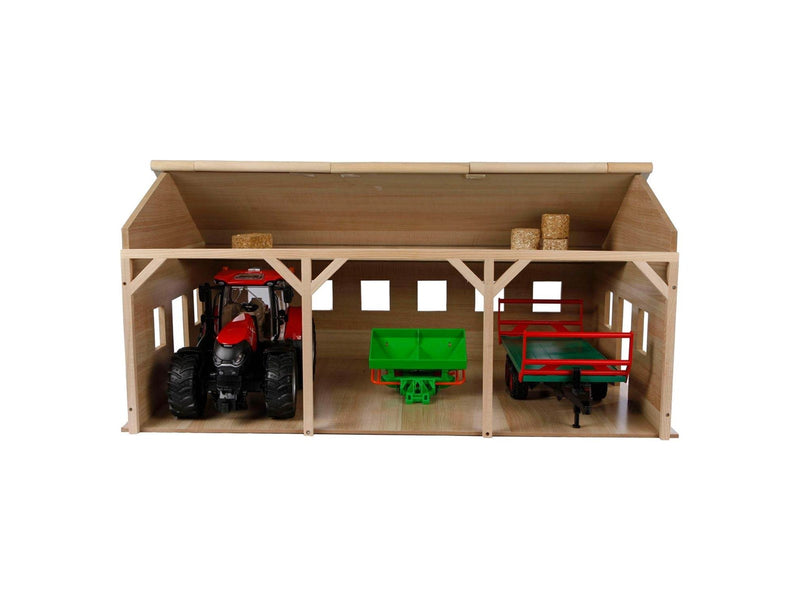 Kids Globe - Agricultural Shed Wood for 3 Tractors 1:16