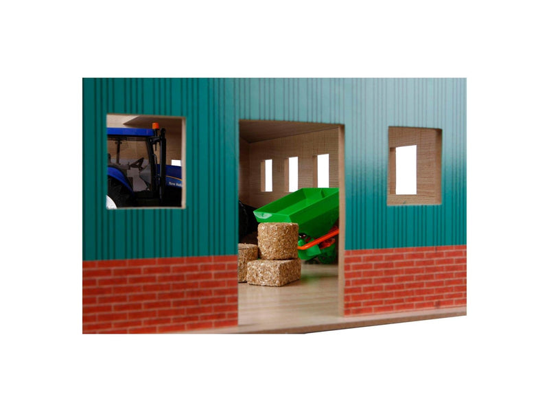 Kids Globe - Agricultural Shed Wood for 3 Tractors 1:16