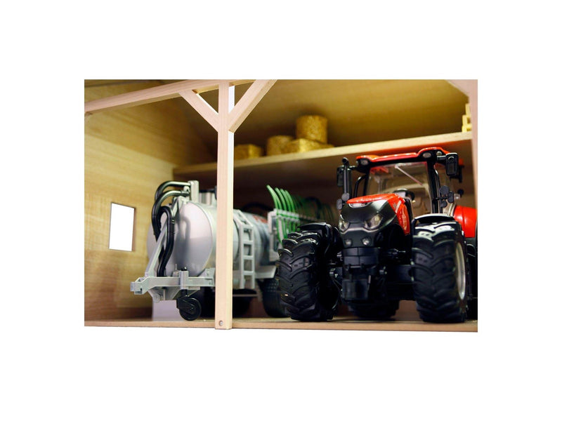 Kids Globe - Agricultural Shed Wood for 3 Tractors 1:16