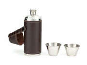 Kikkerland Camping Leather Flask Set