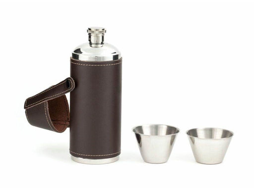 Kikkerland Camping Leather Flask Set