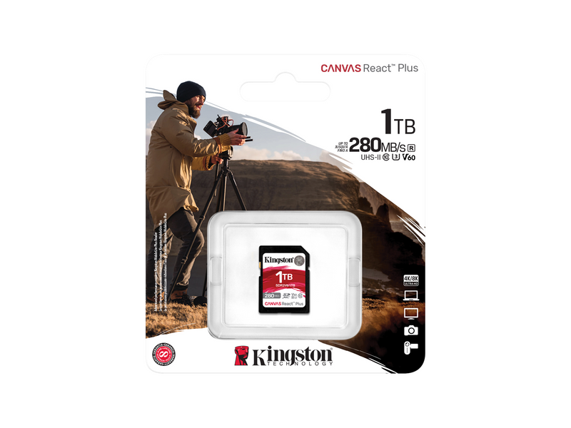 Kingston Canvas React Plus V60 SD - 280MB/s - 1TB