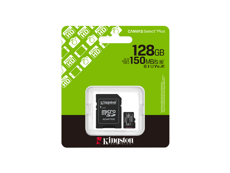 Kingston Canvas Select Plus Gen3 MicroSD/SD - 150MB/s - 128GB