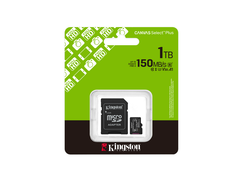 Kingston Canvas Select Plus Gen3 MicroSD/SD - 150MB/s - 1TB