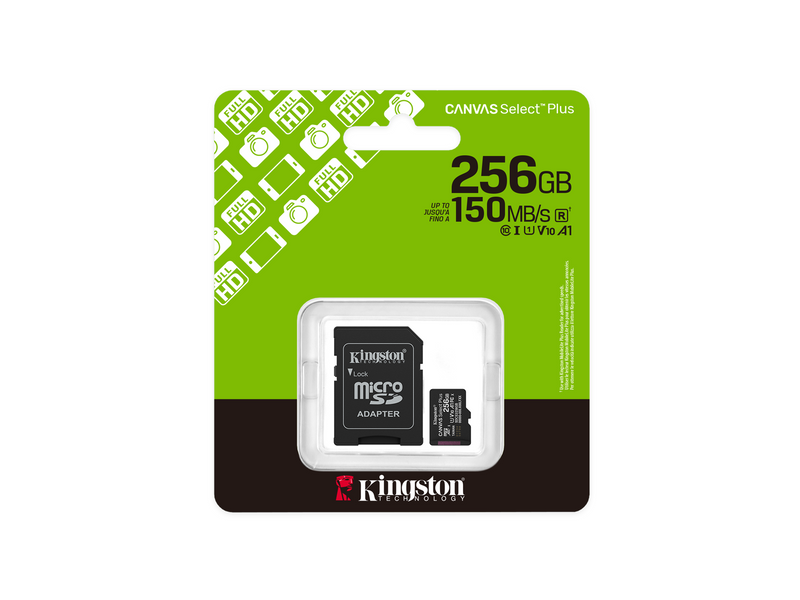 Kingston Canvas Select Plus Gen3 MicroSD/SD - 150MB/s - 256GB